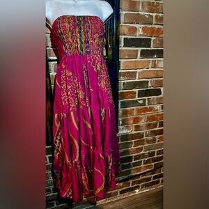 Pink and Gold Embellished Strapless Sundress